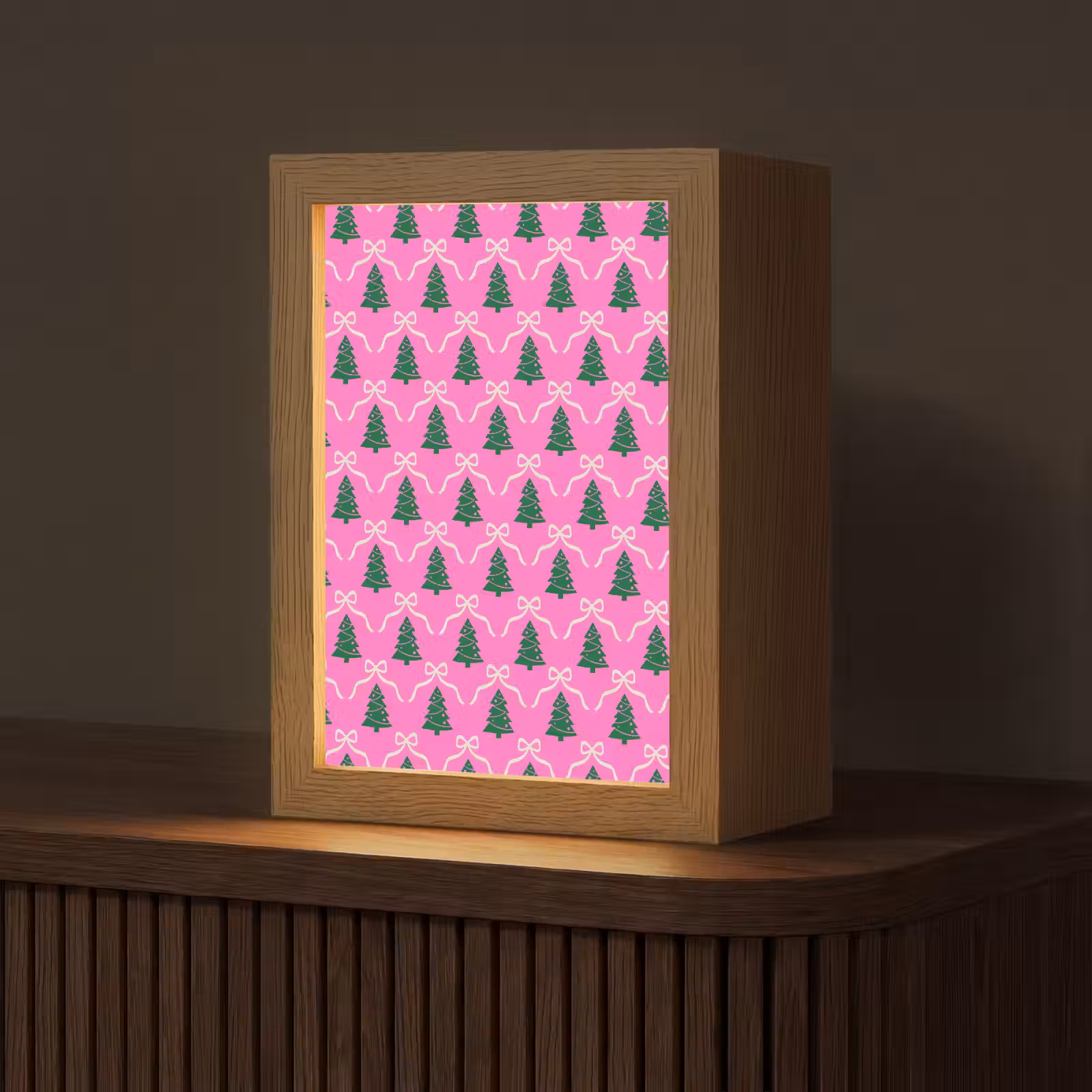 Gepersonaliseerde Lightbox - Kerst - Roze - Wit - Strik — 1