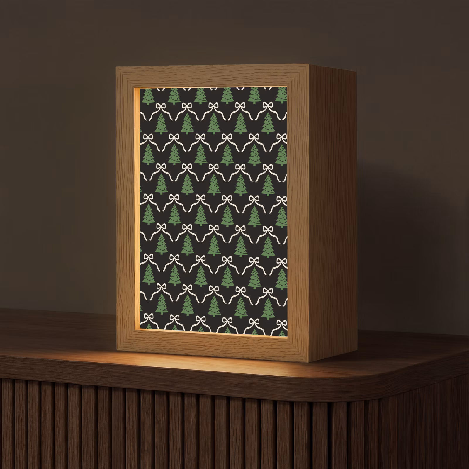 Gepersonaliseerde Lightbox - Kerst - Zwart - Wit - Strik — 1