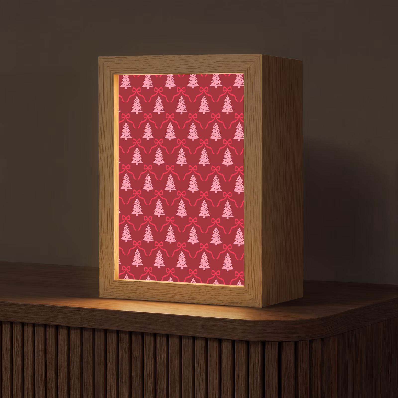 Gepersonaliseerde Lightbox - Strik - Rood - Roze - Kerst — 1