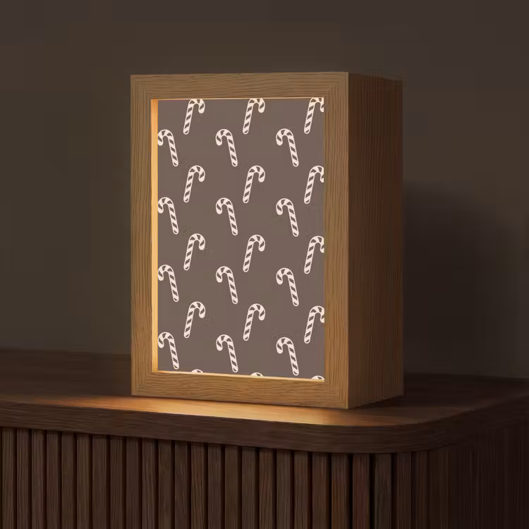 Gepersonaliseerde Lightbox - Kerst - Crème - Taupe - Zuurstok — 1