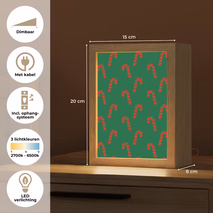 Gepersonaliseerde Lightbox - Kerst - Groen - Rood - Zuurstok — 7