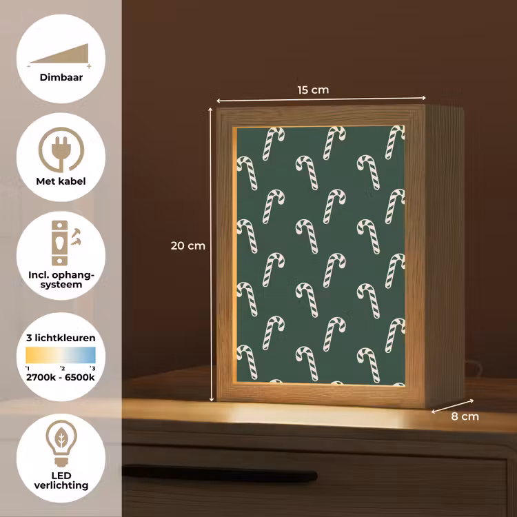 Gepersonaliseerde Lightbox - Kerst - Groen - Wit - Zuurstok — 7