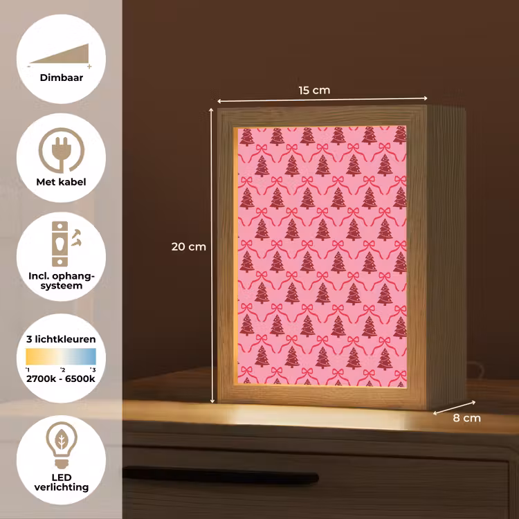 Gepersonaliseerde Lightbox - Kerst - Rood - Roze - Strik — 7