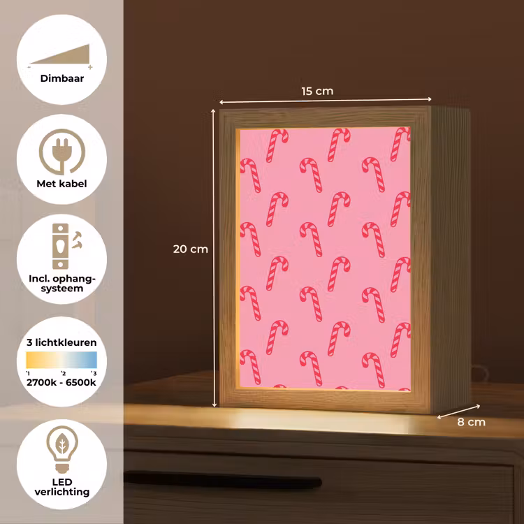 Gepersonaliseerde Lightbox - Kerst - Rood - Roze - Zuurstok — 7