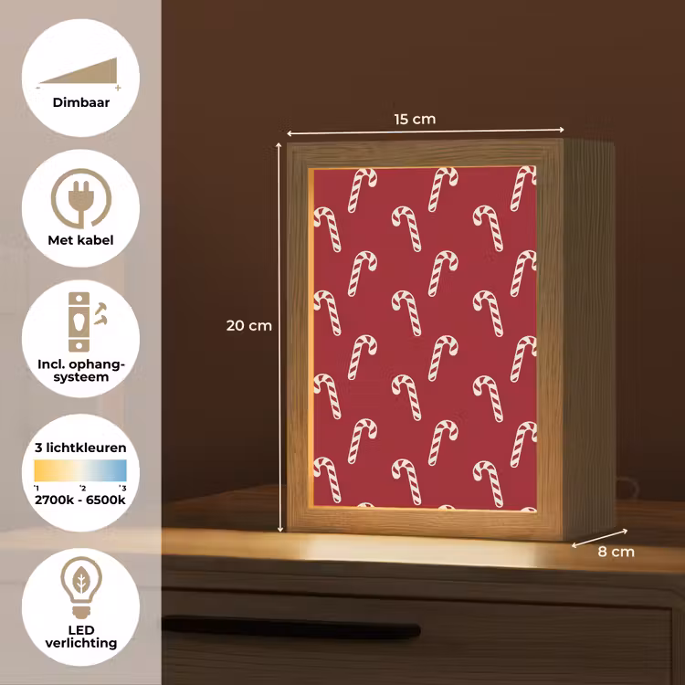 Gepersonaliseerde Lightbox - Kerst - Rood - Wit - Zuurstok — 7