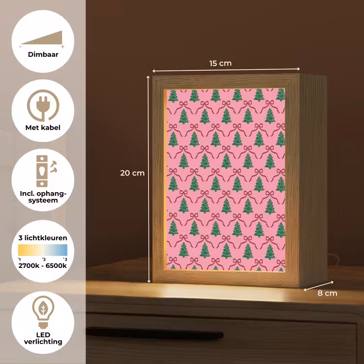 Gepersonaliseerde Lightbox - Kerst - Roze - Rood - Strik — 7