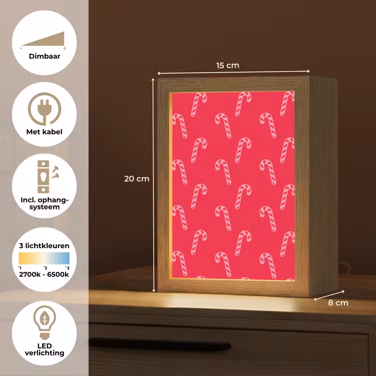 Gepersonaliseerde Lightbox - Kerst - Roze - Rood - Zuurstok — 7