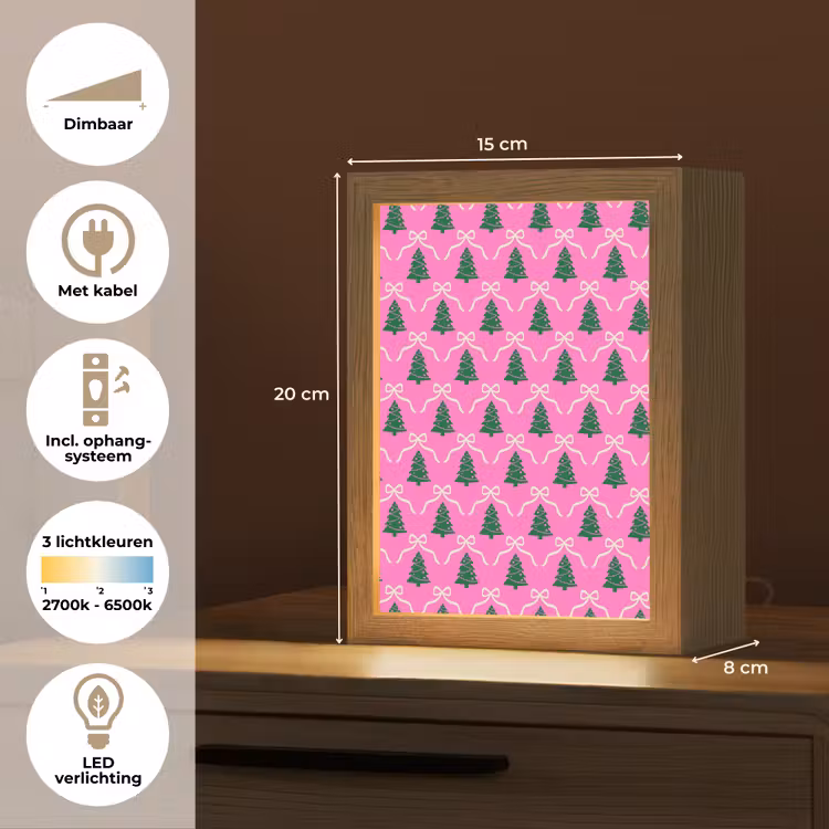 Gepersonaliseerde Lightbox - Kerst - Roze - Wit - Strik — 7