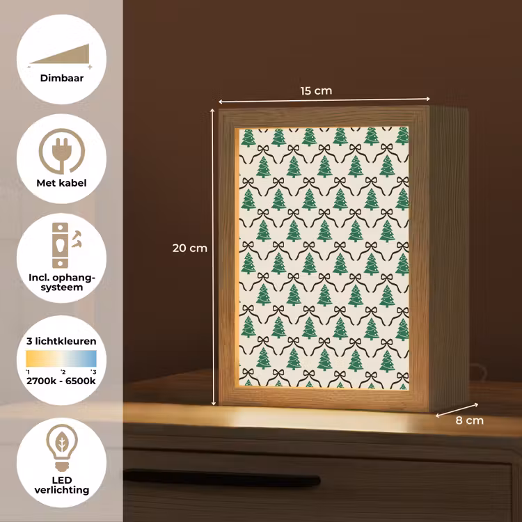 Gepersonaliseerde Lightbox - Kerst - Wit - Zwart - Strik — 7