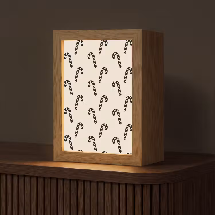 Gepersonaliseerde Lightbox - Kerst - Zwart - Crème - Zuurstok — 1