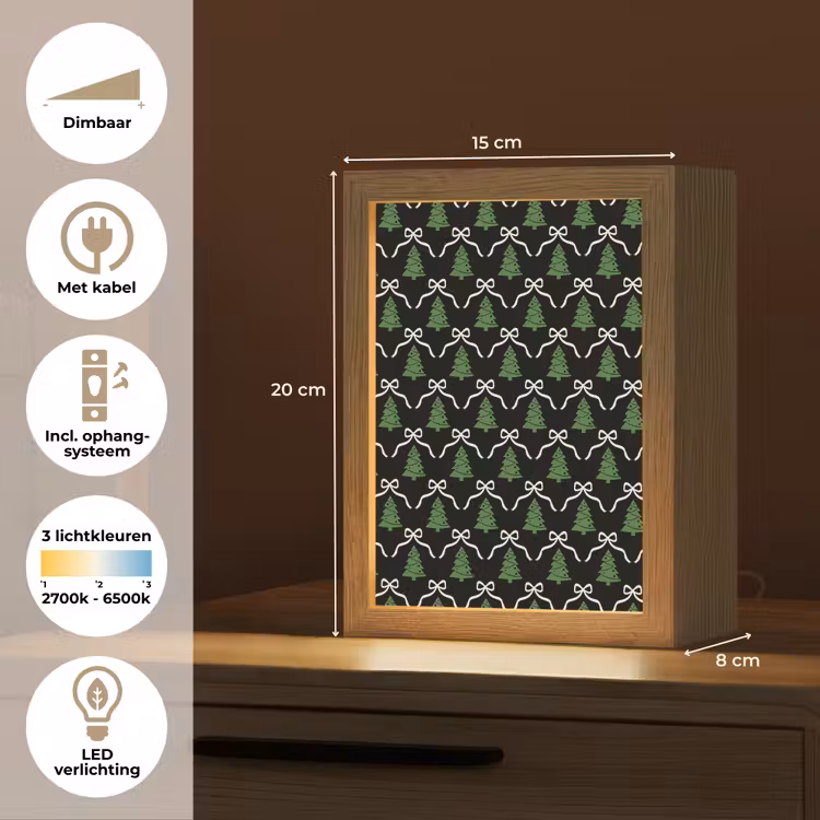 Gepersonaliseerde Lightbox - Kerst - Zwart - Wit - Strik — 7