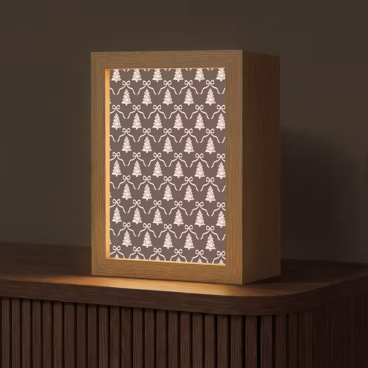 Gepersonaliseerde Lightbox - Strik - Taupe - Wit - Kerst — 1