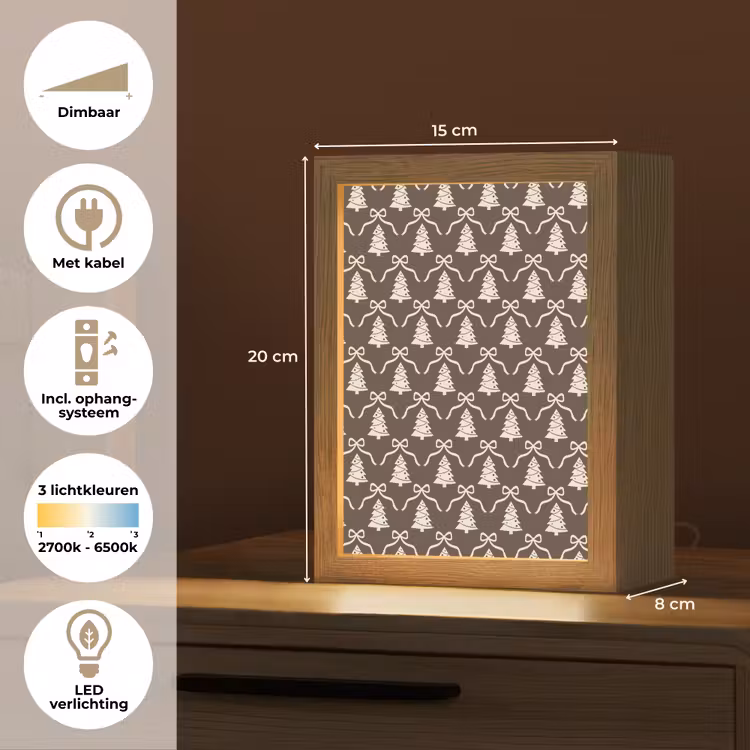 Gepersonaliseerde Lightbox - Strik - Taupe - Wit - Kerst — 7
