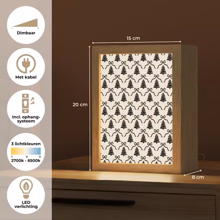 Gepersonaliseerde Lightbox - Strik - Zwart - Wit - Kerst — 7