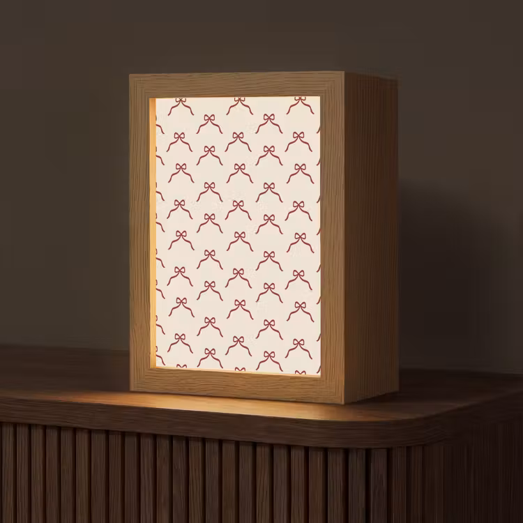 Gepersonaliseerde Lightbox - Strik - Rood - Crème - Kerst — 1
