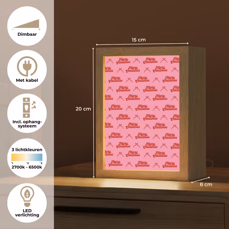 Gepersonaliseerde Lightbox - Tekst - Strik - Rood - Roze — 7