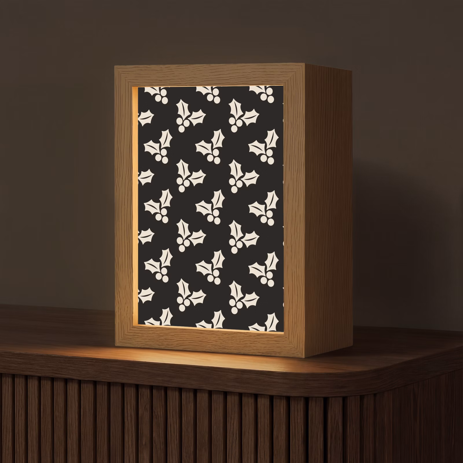 Gepersonaliseerde Lightbox - Kerst - Zwart - Wit - Hulst — 1