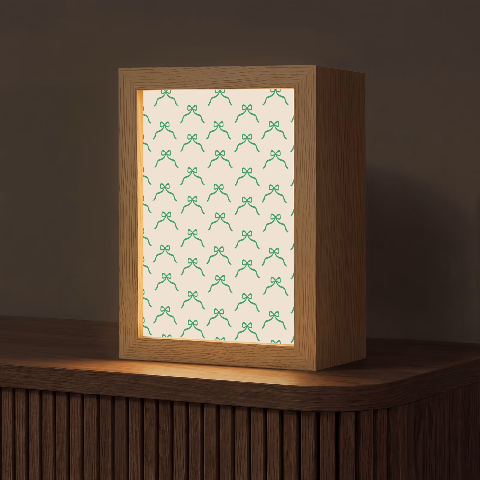 Gepersonaliseerde Lightbox - Strik - Crème - Groen - Kerst — 1