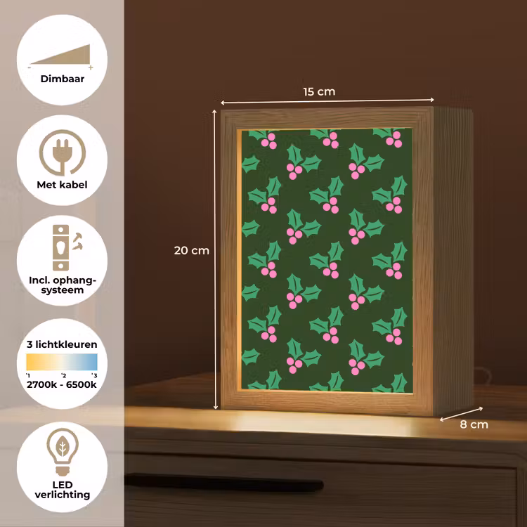 Gepersonaliseerde Lightbox - Hulst - Groen - Roze - Kerst — 7