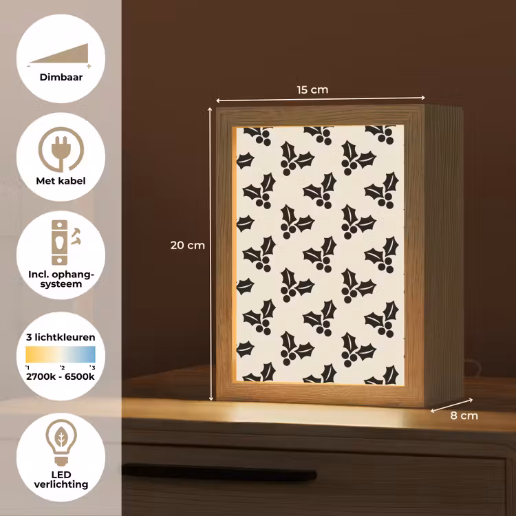 Gepersonaliseerde Lightbox - Hulst - Wit - Zwart - Kerst — 7