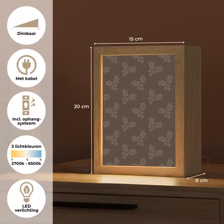 Gepersonaliseerde Lightbox - Kerst - Hulst - Bruin — 7