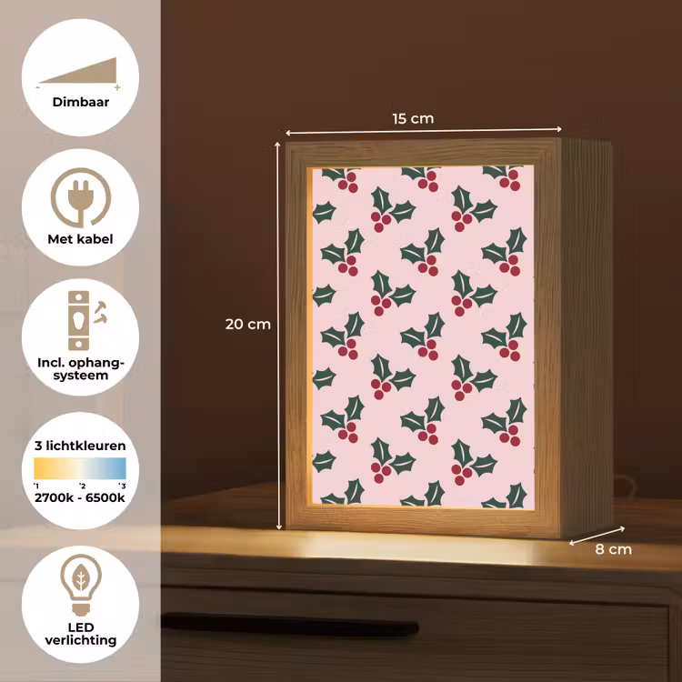 Gepersonaliseerde Lightbox - Kerst - Hulst - Groen - Roze — 7