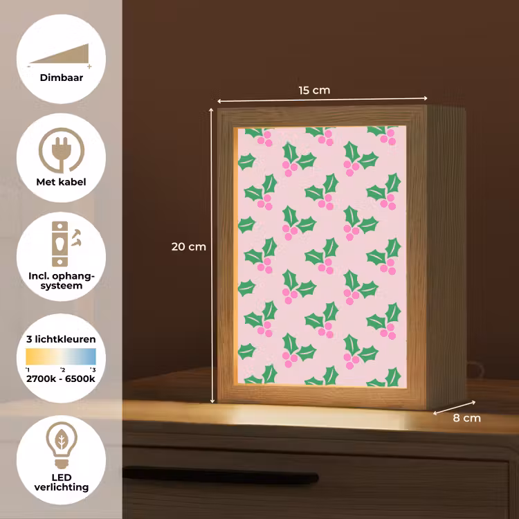 Gepersonaliseerde Lightbox - Kerst - Hulst - Roze — 7
