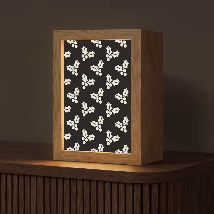Gepersonaliseerde Lightbox - Kerst - Zwart - Wit - Hulst — 1