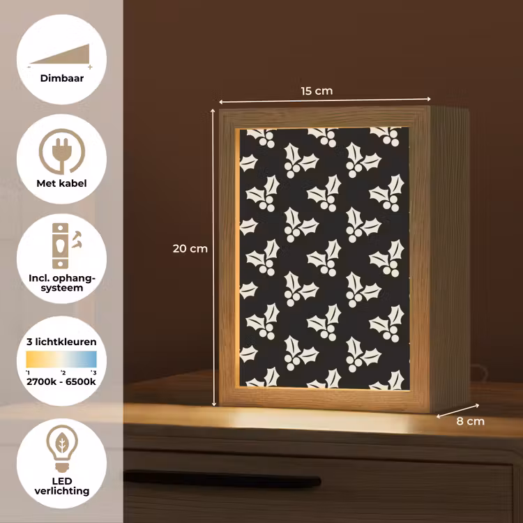 Gepersonaliseerde Lightbox - Kerst - Zwart - Wit - Hulst — 7
