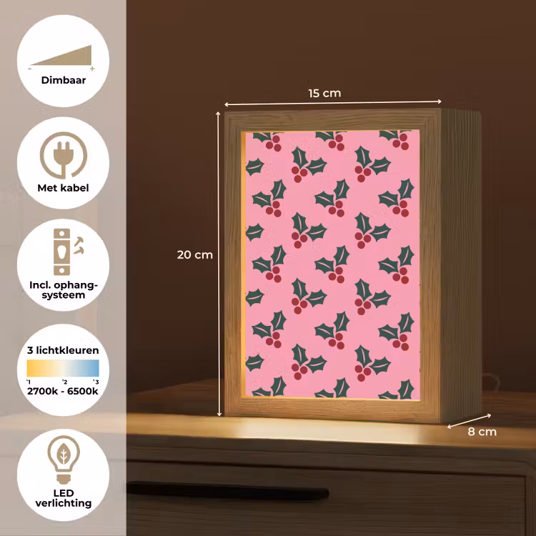 Gepersonaliseerde Lightbox - Roze - Kerst - Hulst — 7