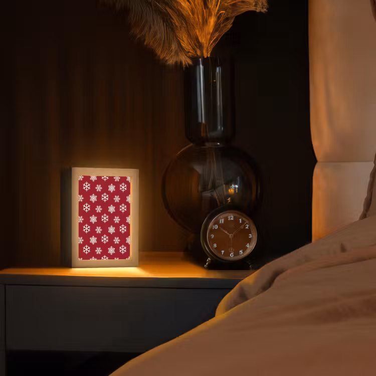 Gepersonaliseerde Lightbox - Sneeuwvlok - Rood - Wit - Kerst — 2