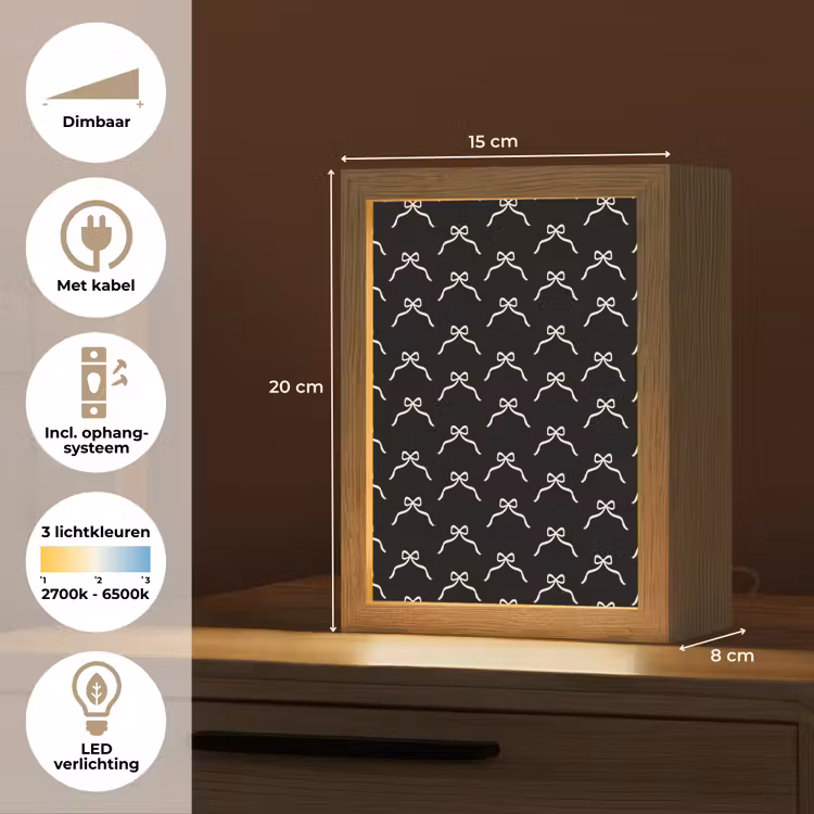 Gepersonaliseerde Lightbox - Strik - Kerst - Zwart - Wit — 7