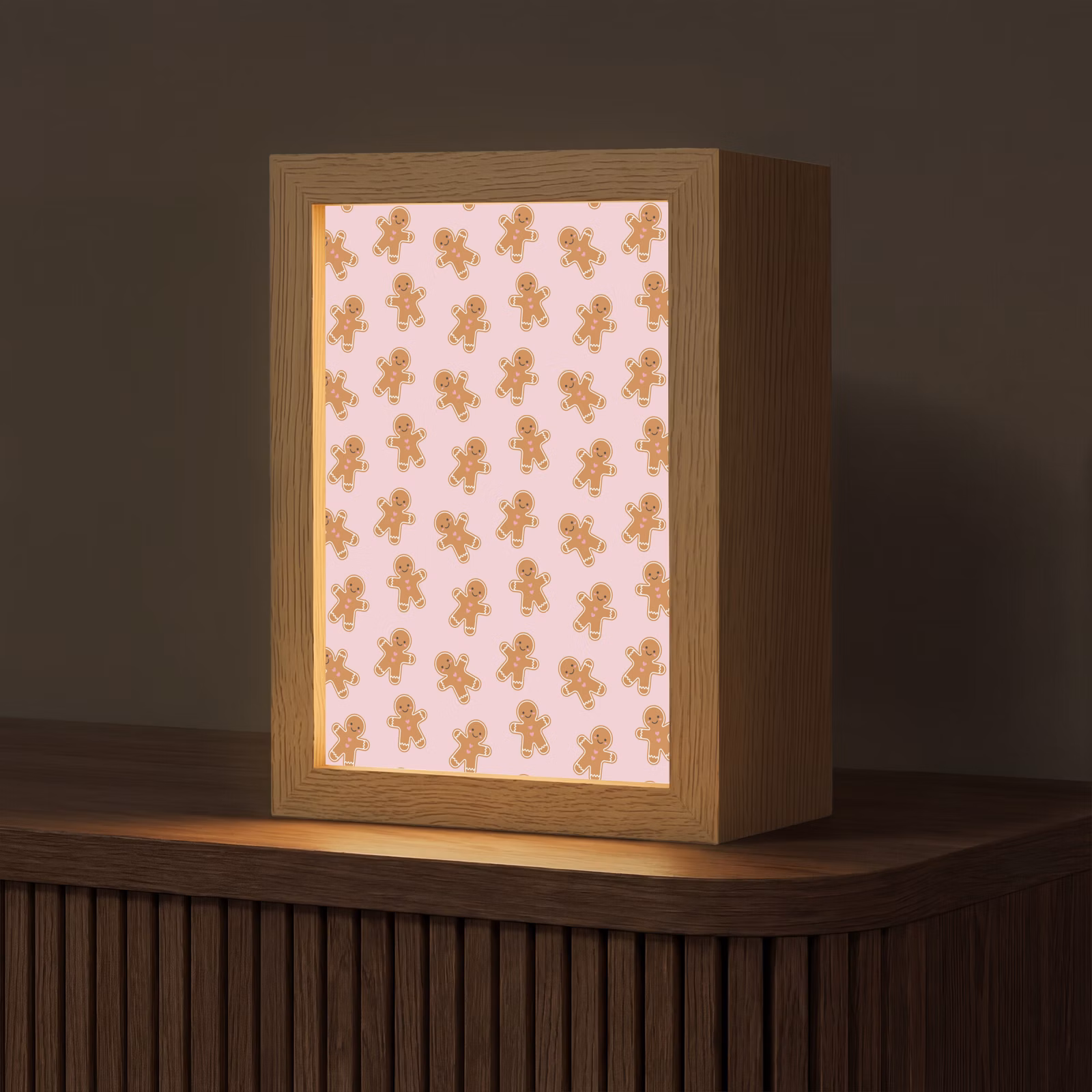 Gepersonaliseerde Lightbox - Peperkoek - Bruin - Roze - Kerst — 1