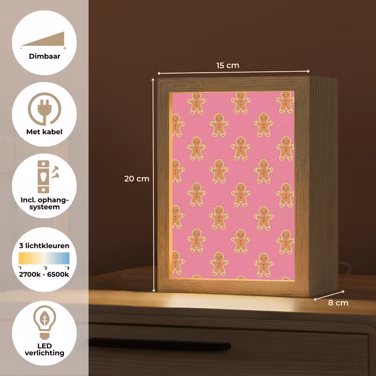 Gepersonaliseerde Lightbox - Peperkoek - Kerst - Roze - Bruin — 7
