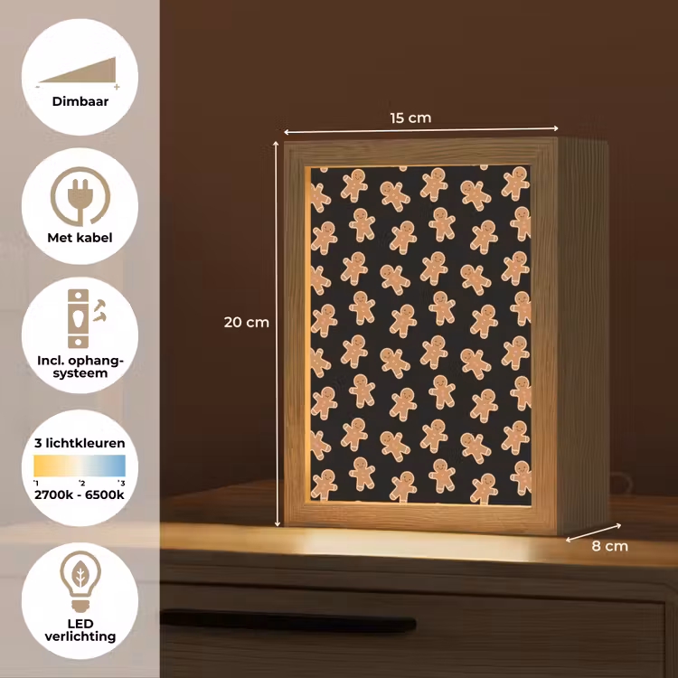 Gepersonaliseerde Lightbox - Peperkoek - Kerst - Zwart - Bruin — 7