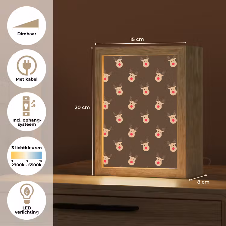 Gepersonaliseerde Lightbox - Rendieren - Kerst - Bruin — 7