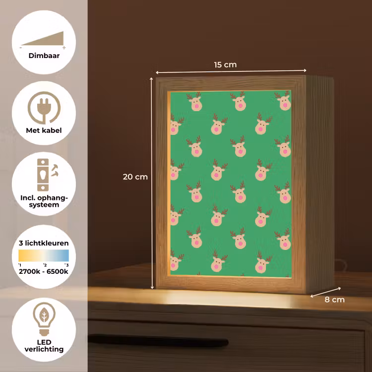 Gepersonaliseerde Lightbox - Rendieren - Kerst - Neon - Groen — 7