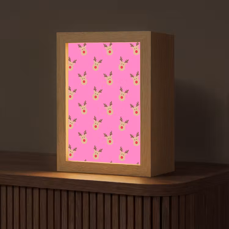 Gepersonaliseerde Lightbox - Rendieren - Kerst - Neon - Roze — 1