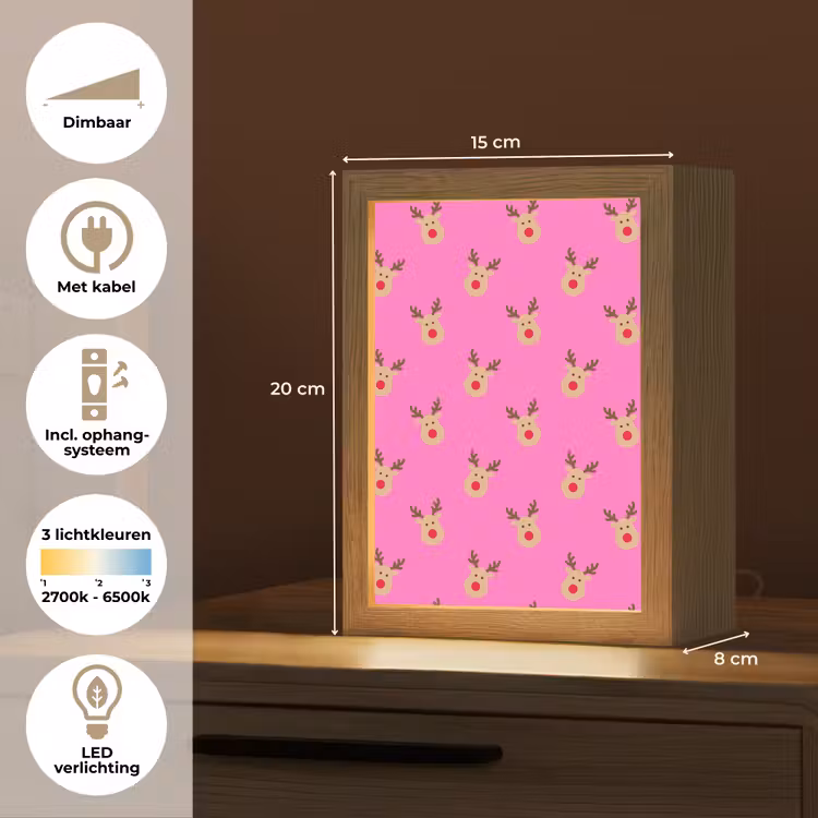 Gepersonaliseerde Lightbox - Rendieren - Kerst - Neon - Roze — 7