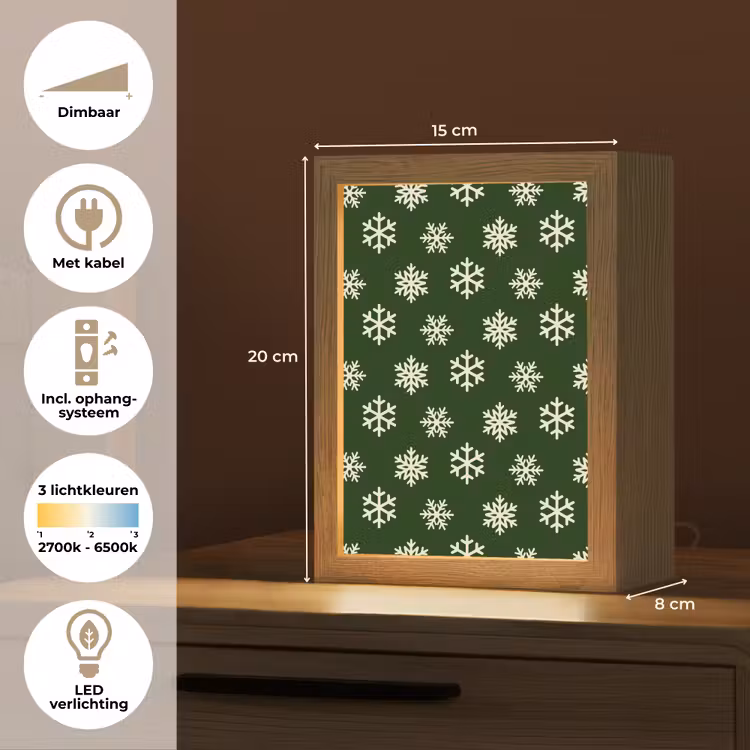 Gepersonaliseerde Lightbox - Sneeuwvlok - Groen - Wit - Kerst — 7