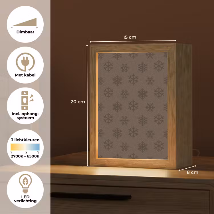 Gepersonaliseerde Lightbox - Sneeuwvlok - Kerst - Bruin — 7
