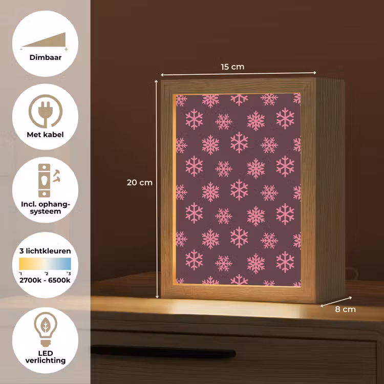 Gepersonaliseerde Lightbox - Sneeuwvlok - Roze - Paars - Kerst — 7