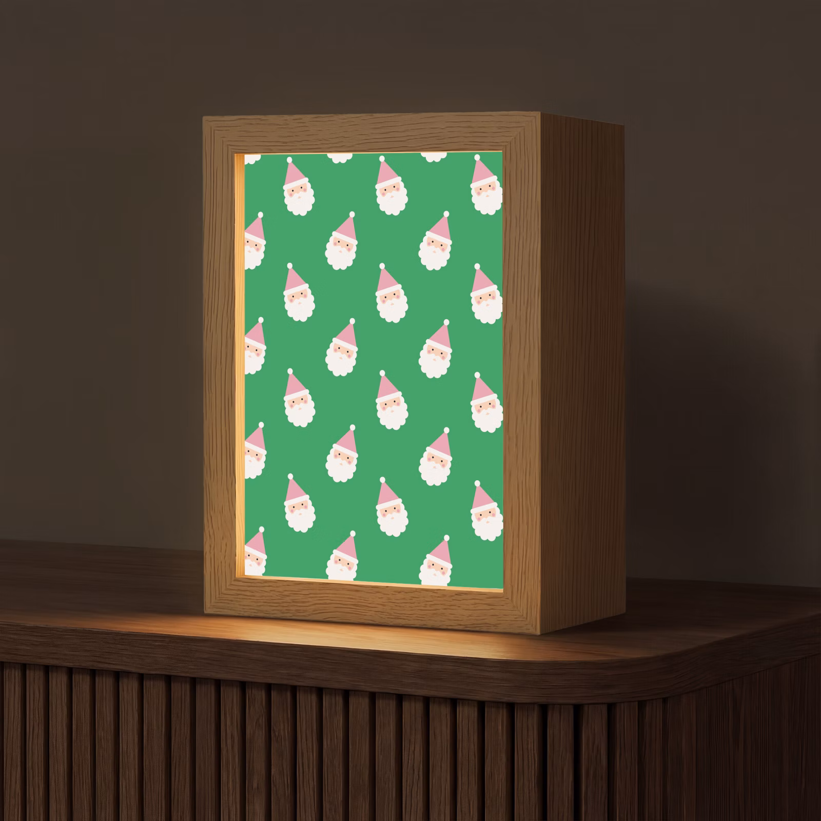 Gepersonaliseerde Lightbox - Kerstman - Kerst - Roze - Groen — 1