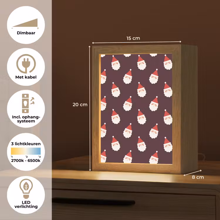 Gepersonaliseerde Lightbox - Kerstman - Kerst - Donker - Rood — 7