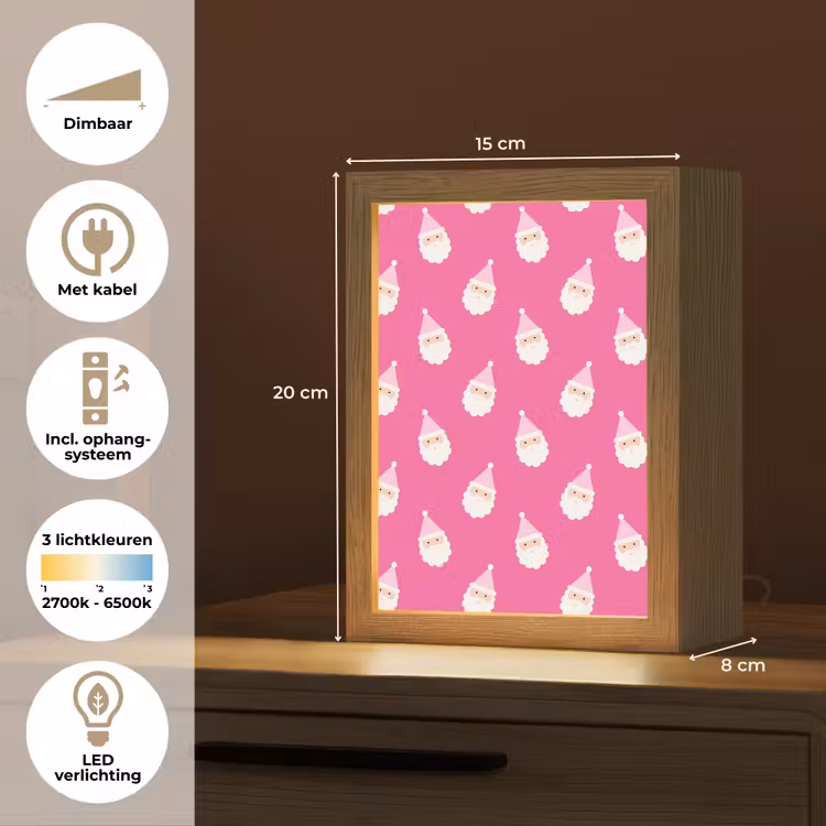 Gepersonaliseerde Lightbox - Kerstman - Kerst - Neon - Roze — 7