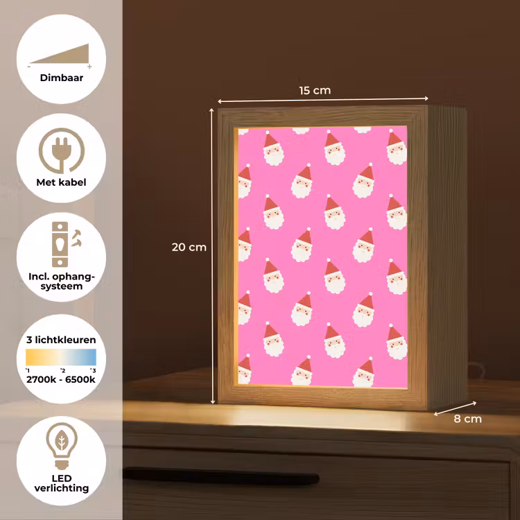 Gepersonaliseerde Lightbox - Kerstman - Kerst - Roze - Rood — 7