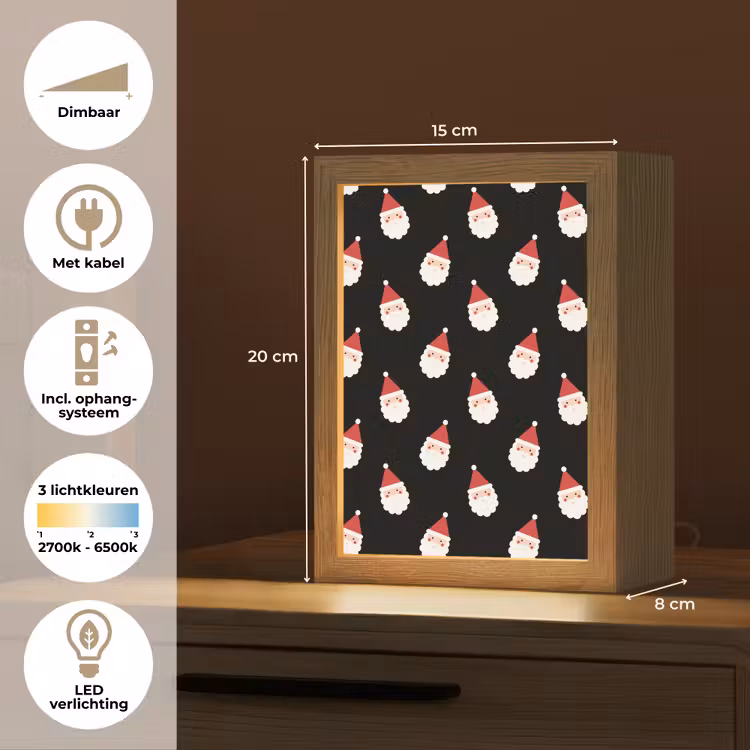 Gepersonaliseerde Lightbox - Kerstman - Kerst - Zwart — 7