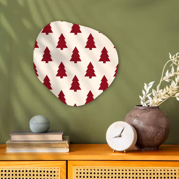 Organisch schilderij - Forex - Kerstboom - Crème - Rood — 2