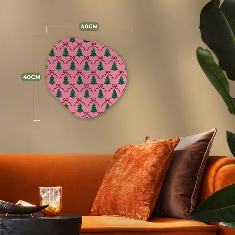 Organisch schilderij - Forex - Kerst - Roze - Rood - Strik — 4