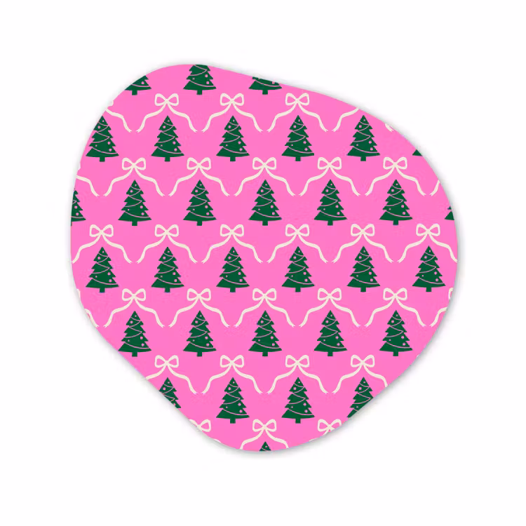 Organisch schilderij - Forex - Kerst - Roze - Wit - Strik — 1